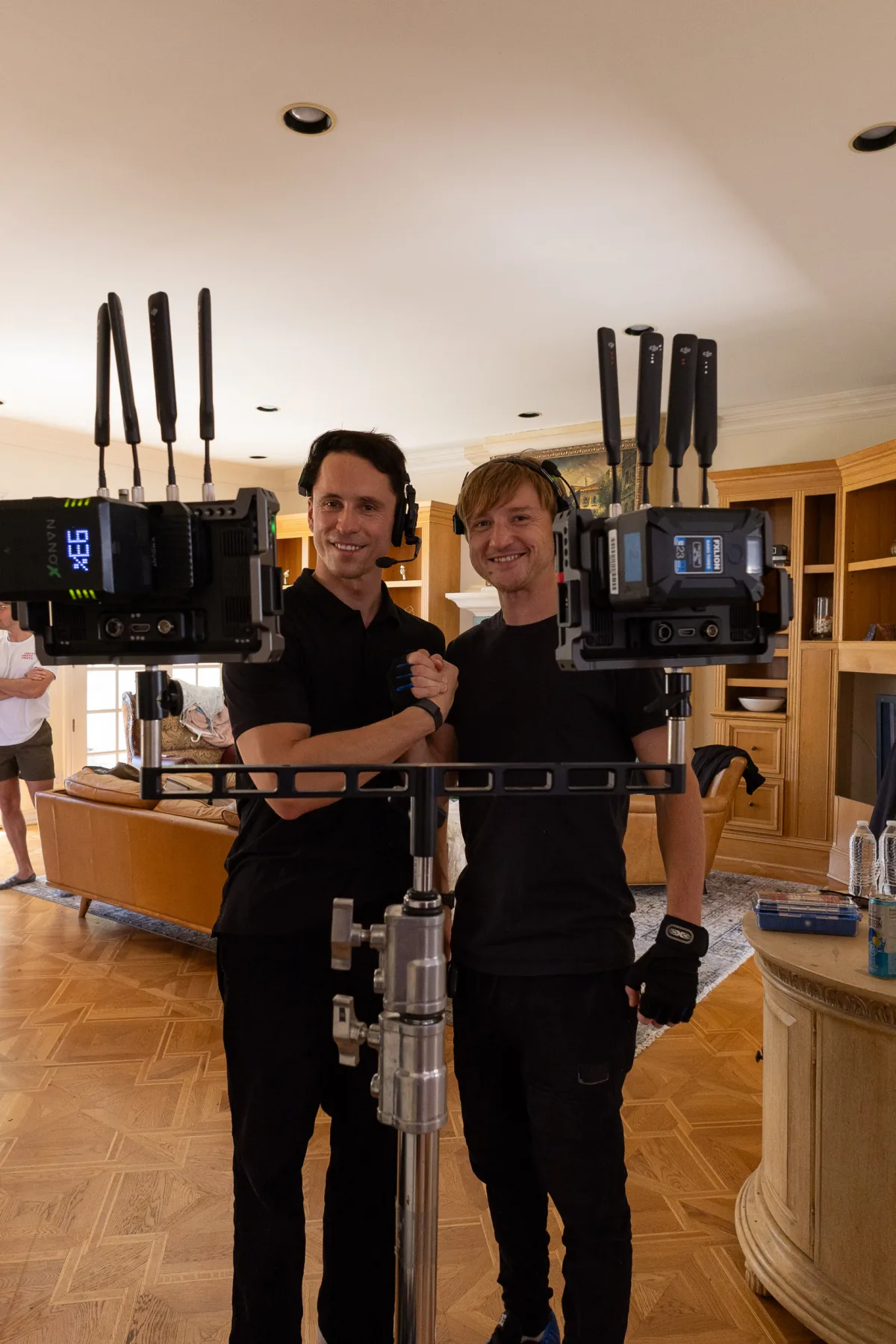 Camera crew setting up a shot